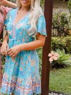 Leani Blue Floral Dress/ Cover Up